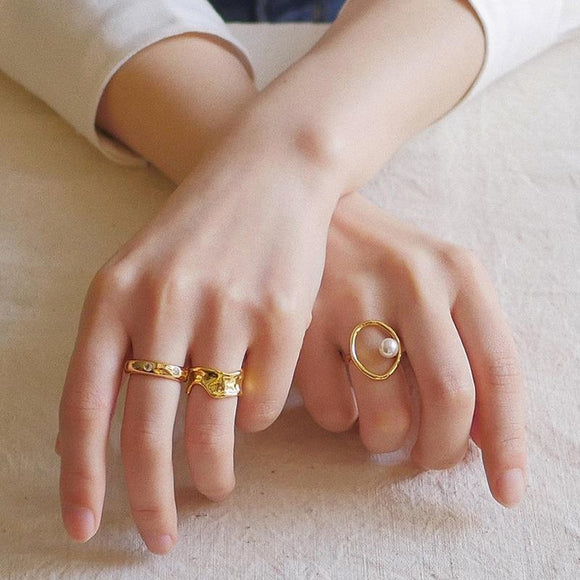 Custom Modern Tiny Initial Birthstone Ring | Caitlyn Minimalist